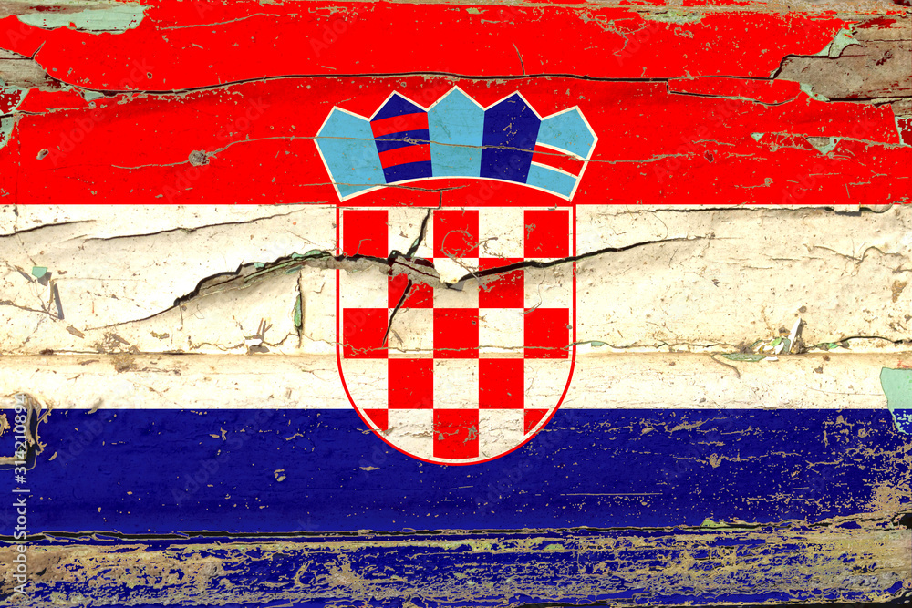 3D Flag of Croatia on wood