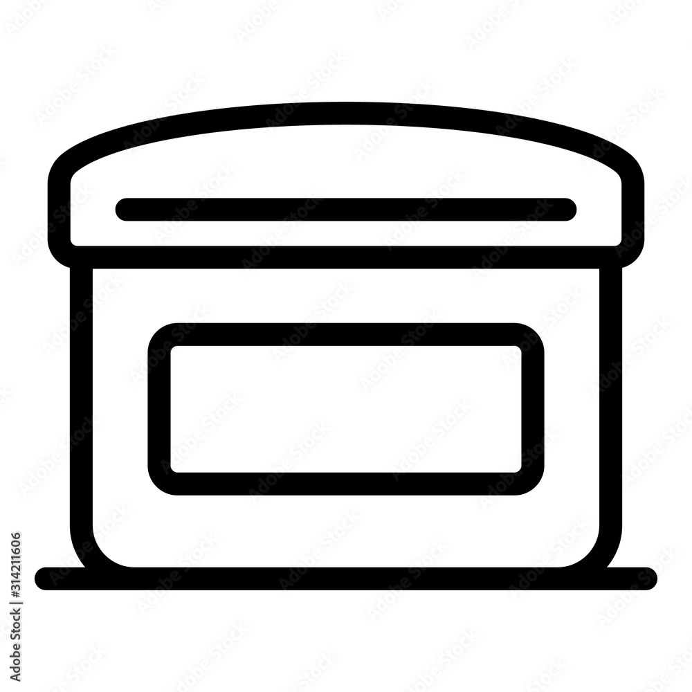 Modern sunscreen jar icon. Outline modern sunscreen jar vector icon for web design isolated on white background Modern sunscreen jar icon. Outline modern sunscreen jar vector icon for web design isolated on white background