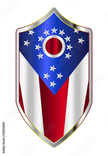 Ohio State Flag On A Crusader Style Shield
