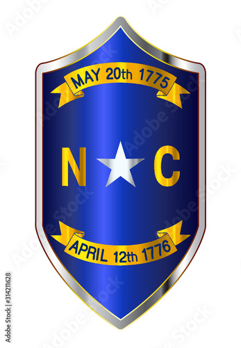 North Carolina State Flag On A Crusader Style Shield