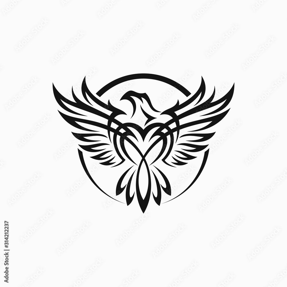 Obraz premium Tribal Eagle Tattoo Vector Illustration Eagle Stock Vector