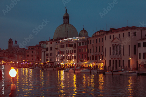 view of night venice city lights grand canal