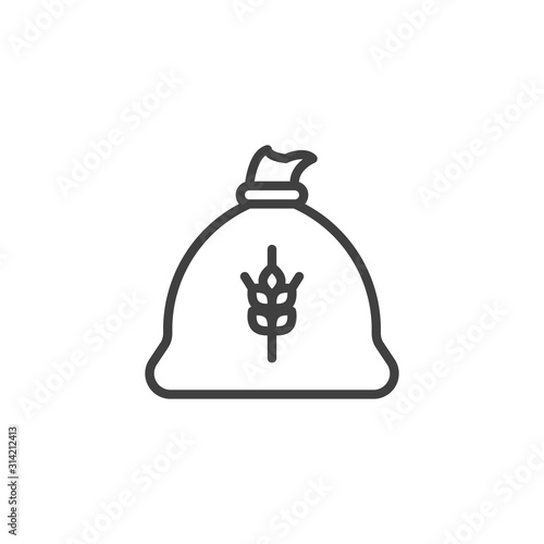 Wheat flour bag line icon. linear style sign for mobile concept and web design. Flour sack outline vector icon. Pastry shop symbol, logo illustration. Vector graphics