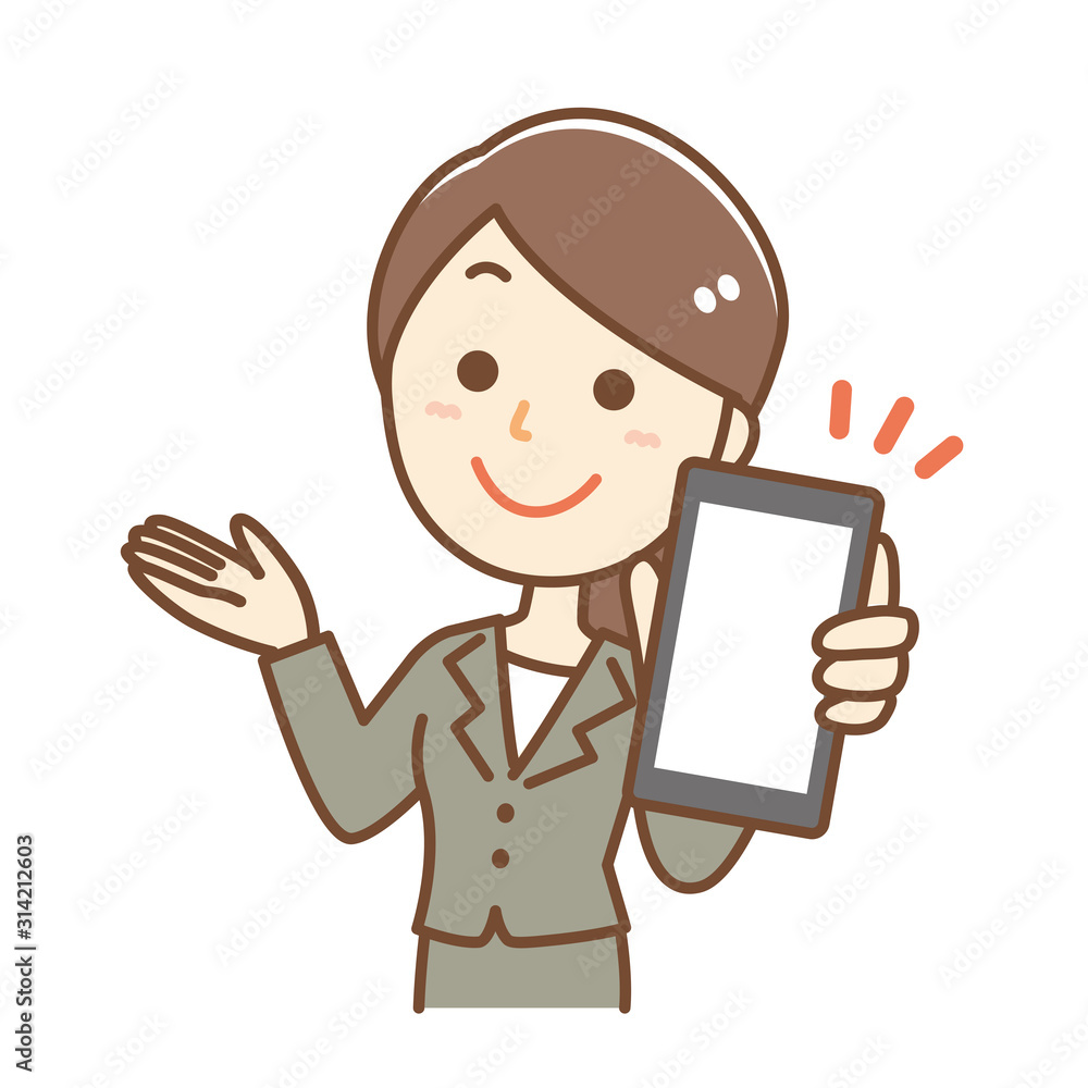 Illustration of a business woman holding a smartphone Illustration of a business woman holding a smartphone