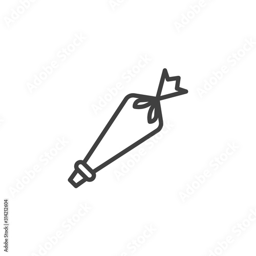 Icing bag with nozzle line icon. linear style sign for mobile concept and web design. Frosting Pastry bag outline vector icon. Symbol, logo illustration. Vector graphics