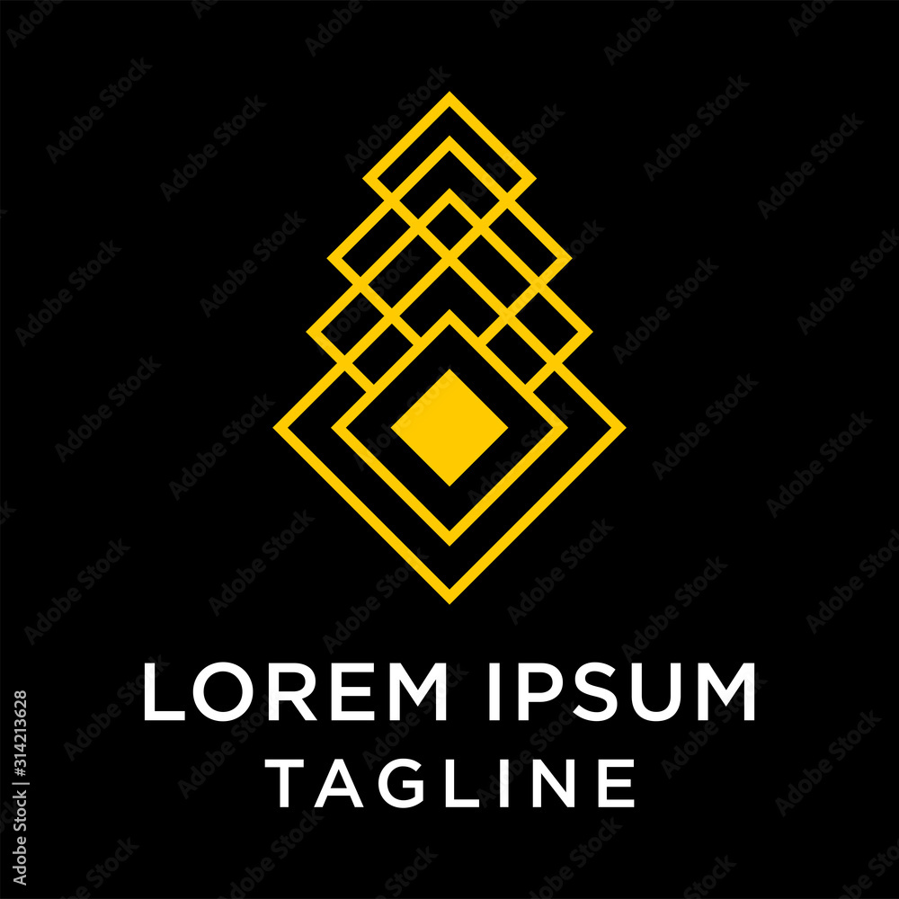 Gold Square Geometric Ornament Logo Design Vector Gold Square Geometric Ornament Logo Design Vector