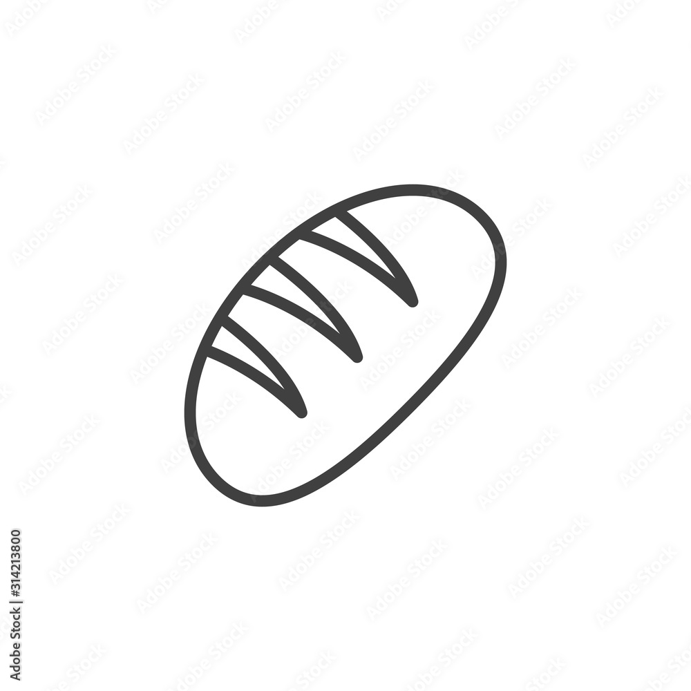 Baguette bread line icon. linear style sign for mobile concept and web design. Loaf bread outline vector icon. Bakery shop symbol, logo illustration. Vector graphics Baguette bread line icon. linear style sign for mobile concept and web design. Loaf bread outline vector icon. Bakery shop symbol, logo illustration. Vector graphics