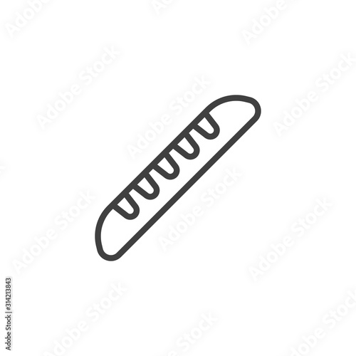 French bread baguette line icon. linear style sign for mobile concept and web design. Loaf bread outline vector icon. Bakery shop symbol, logo illustration. Vector graphics