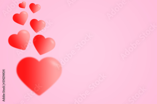 Valentine's day background - red hearts on pink.