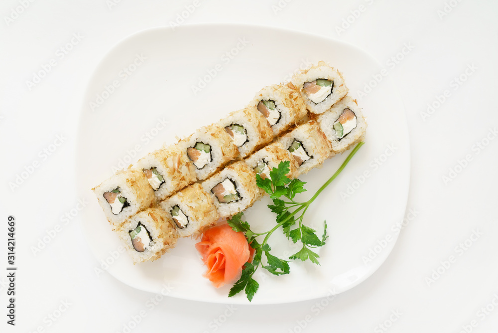 sushi on the white plate sushi on the white plate