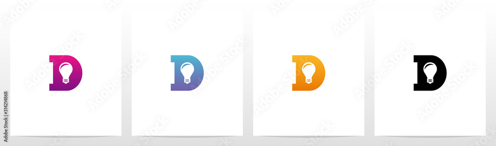 Lightbulb On Letter Logo Design D Lightbulb On Letter Logo Design D
