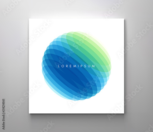 Overlapping circles in white background. Design element. Vector illustration with dynamic effect.