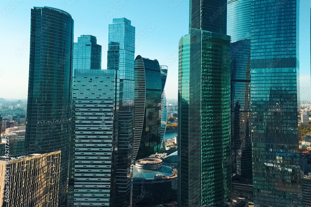 Fototapeta premium complex of skyscrapers Moscow City. Modern construction in Mosco