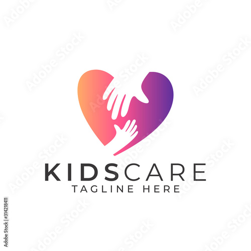 Kids Care Logo Design Vector Template 