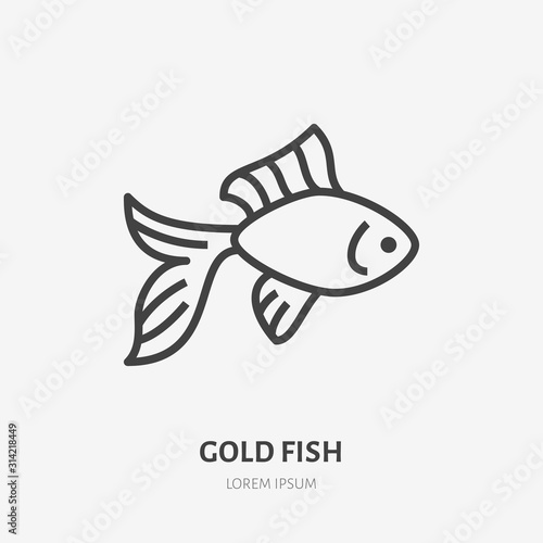 Goldfish line icon, vector pictogram of gold fish. Animal illustration, sign for pet shop