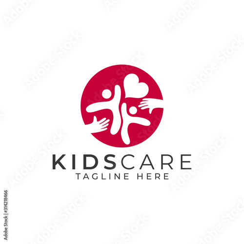 Kids Care Logo Design Vector Template 
