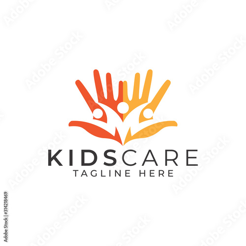 Kids Care Logo Design Vector Template 