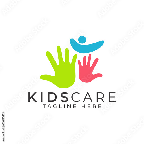 Kids Care Logo Design Vector Template 