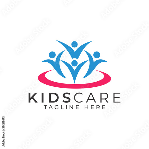 Kids Care Logo Design Vector Template 