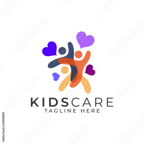 Kids Care Logo Design Vector Template 