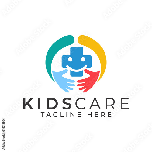 Kids Care Logo Design Vector Template 