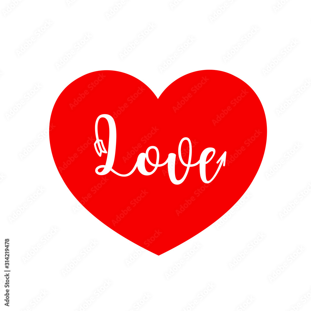 Love text in red heart shape. Happy valentin’s day. illustration isolated on white background. Love text in red heart shape. Happy valentin’s day. illustration isolated on white background.