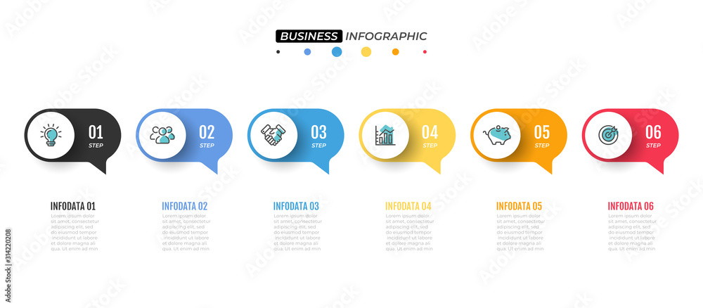 Vector infographic design template. Timeline with 6 option. Can be used ...
