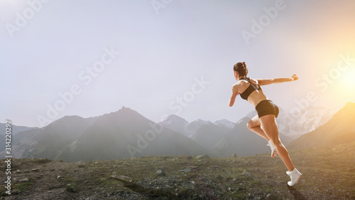 Young athlete woman. Mixed media