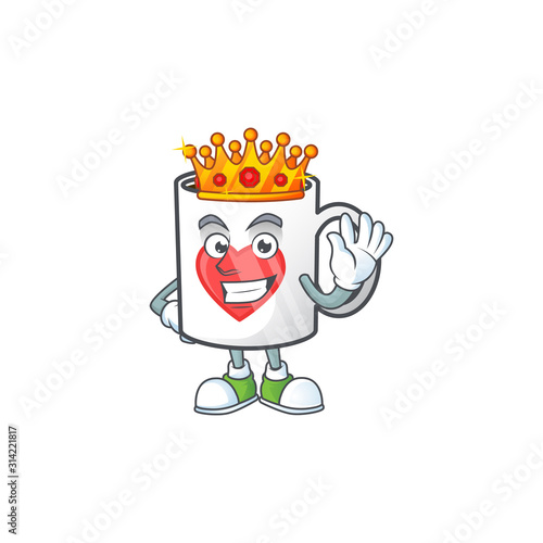 A stunning of cup coffee love stylized of King on cartoon mascot style