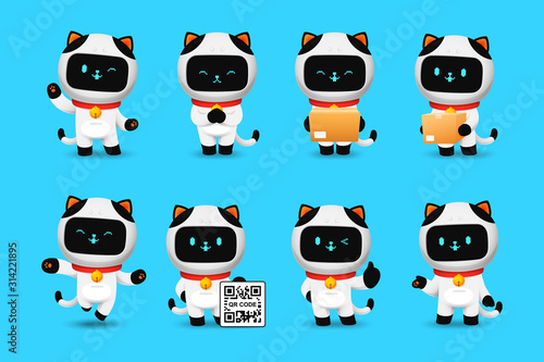 Collection of Cute cat robot character