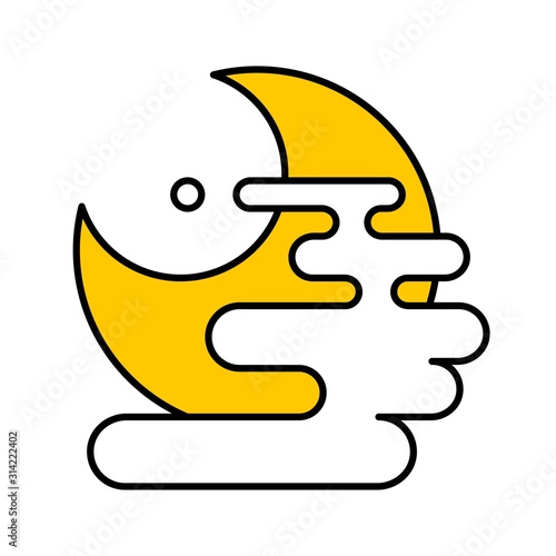 Moon and cloud vector, Chinese New year filled icon
