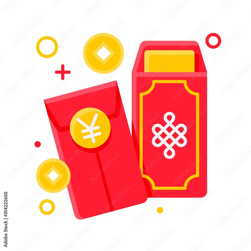 Red envelope vector, Chinese New year flat icon Stock Vector | Adobe Stock