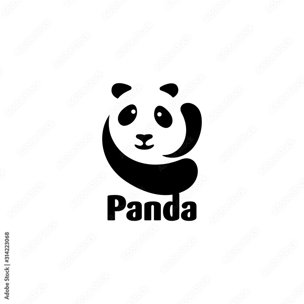 Panda Silhouette Logo Design Vector Template Panda Silhouette Logo Design Vector Template