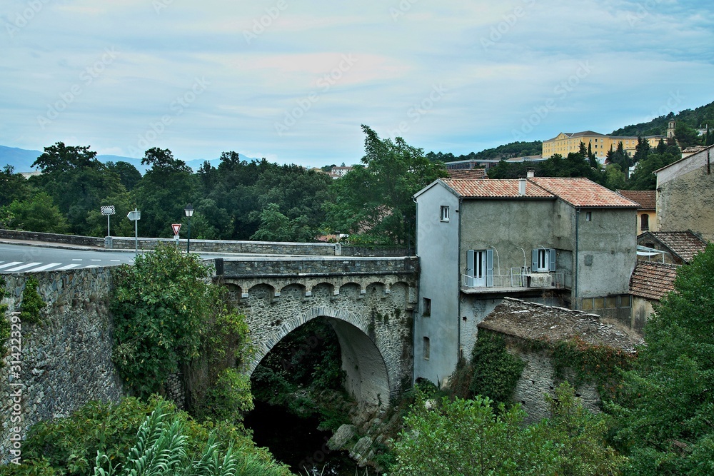 Corsica-a view of the bridge in town Corte Corsica-a view of the bridge in town Corte
