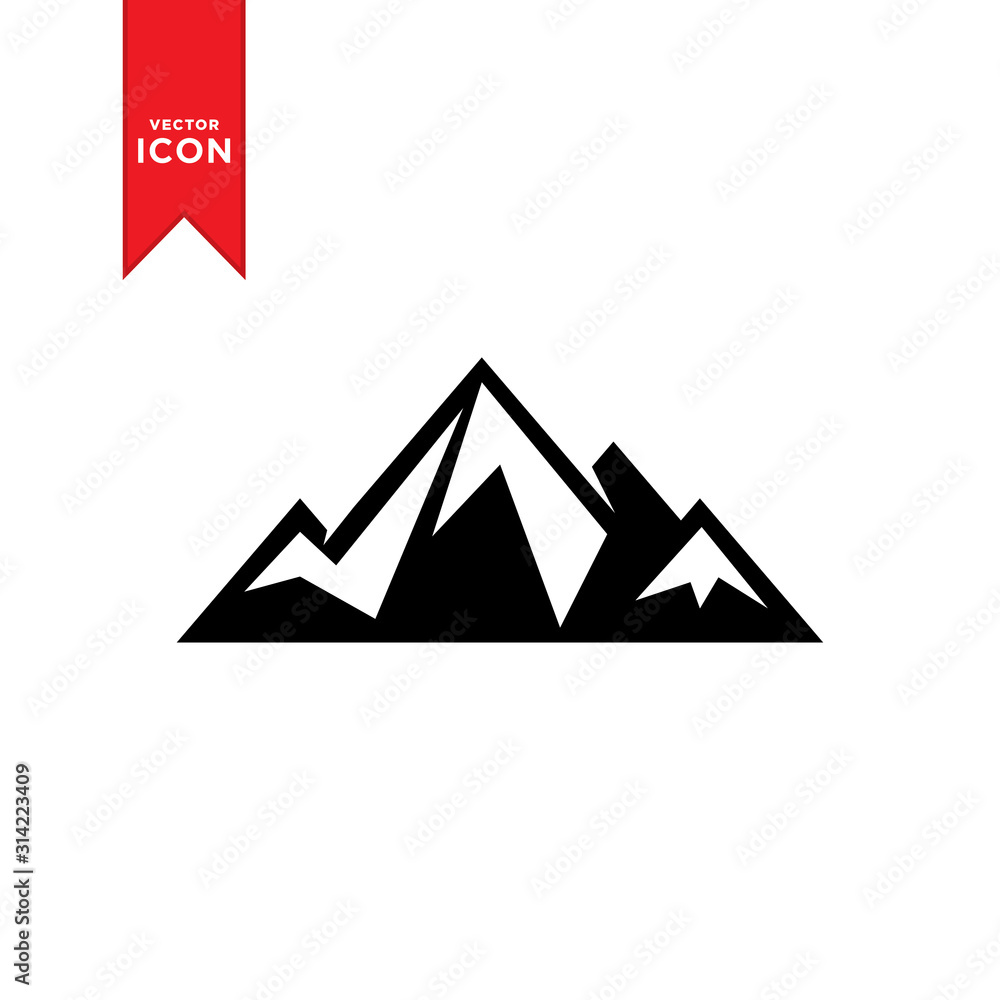 Mountain icon vector. Mountain hiking symbol illustration.