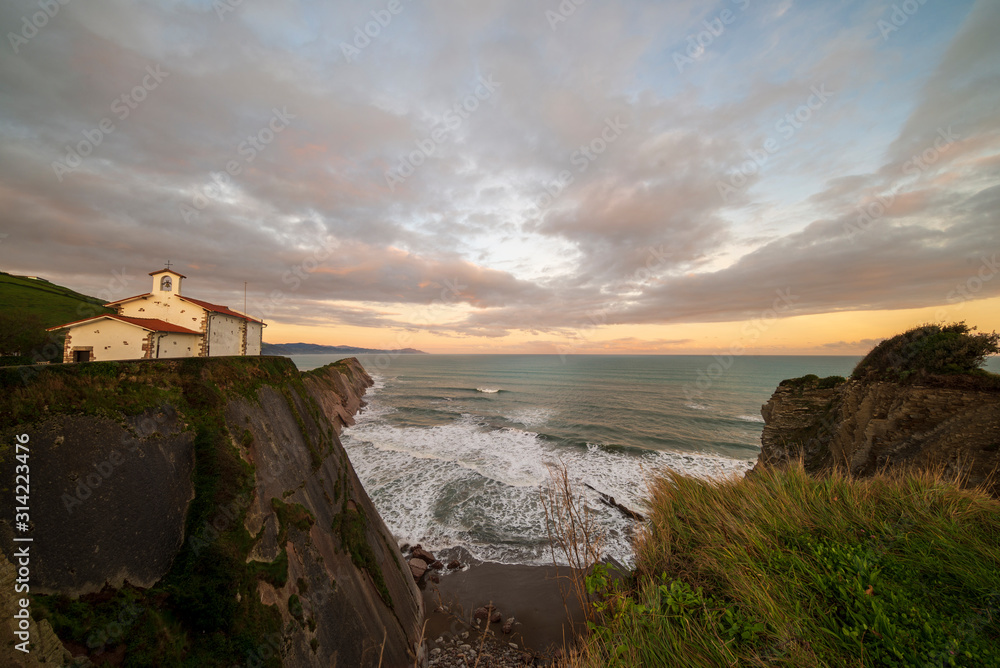 The hermitage of San Telmo at dawn by the sea