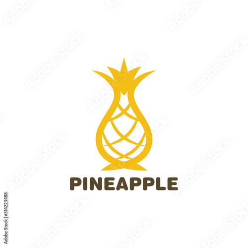 Pineapple Vector Illustration Logo Stock Vector
