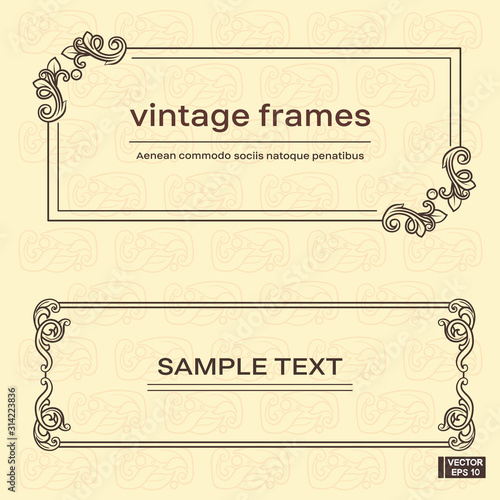 Set of vintage frames with floral scrolls.