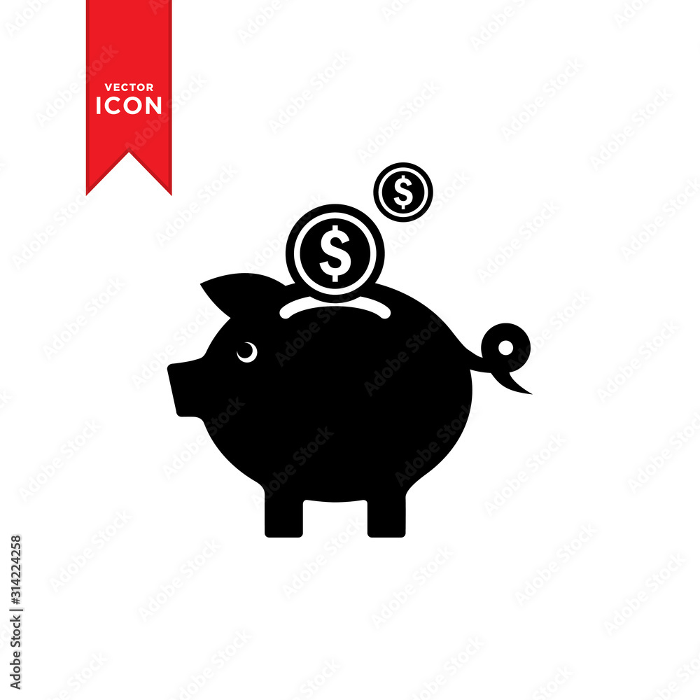Piggy bank icon vector. Simple design on white background. Piggy bank icon vector. Simple design on white background.