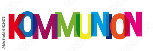 heilige Kommunion - Erstkommunion. Vektor Illustration bunte Buchstaben
