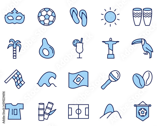 Brasilien Stereotyp Vector Icon Illustration Set