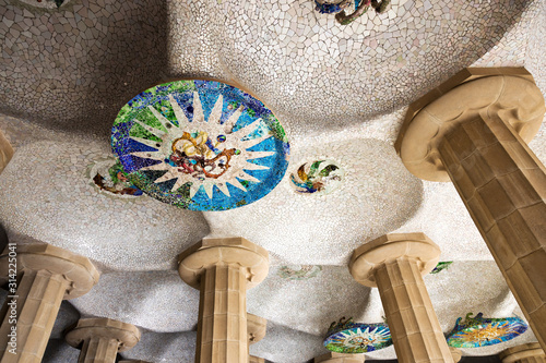 Guell park, Barcelona, Catalania, Spain. Protected by UNESCO