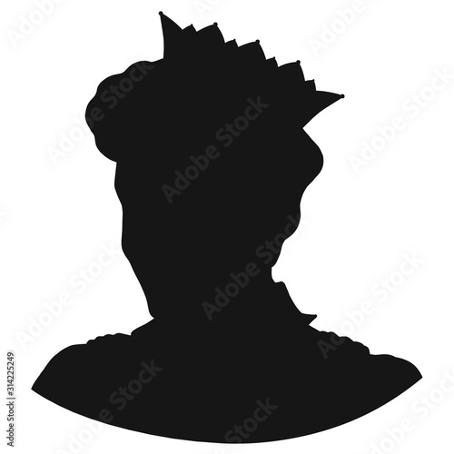 prince in a crown, head and shoulders, black silhouette