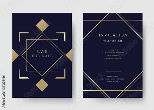 Set of vintage luxury dark and gold vector invitation card