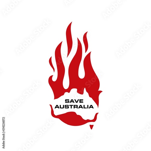 save australia fire flame burn logo vector icon illustration