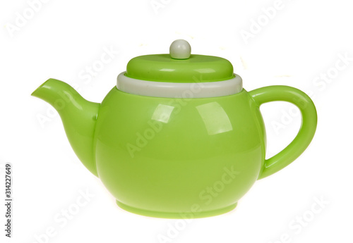 Tableau sur toile Colorful tea-set toy isolated on white.