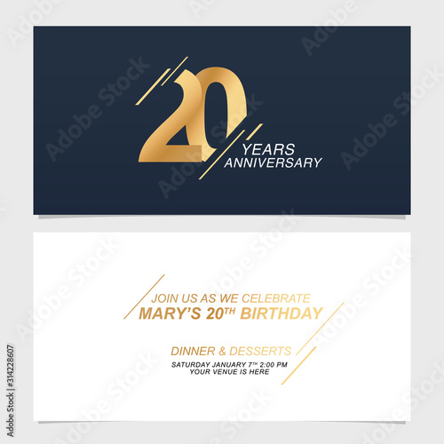 20 years anniversary invitation card vector illustration. Template design