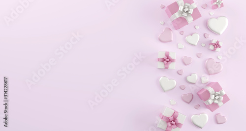 Valentine's day illustration with heart - 3d rendering
