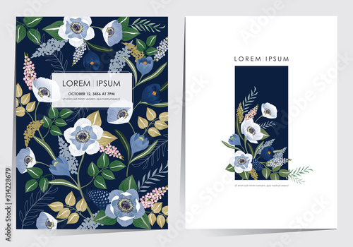 Vector illustration of a beatiful floral frame set for Wedding, anniversary, birthday and party. Design for banner, poster, card, invitation and scrapbook