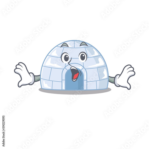 Igloo cartoon character design on a surprised gesture